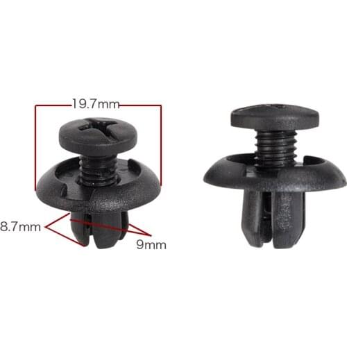 Vehicle Universal 100PCS 9mm Hole Black Plastic Push Bumper Rivet Door Trim Car Trunk Panel Fastener Clip