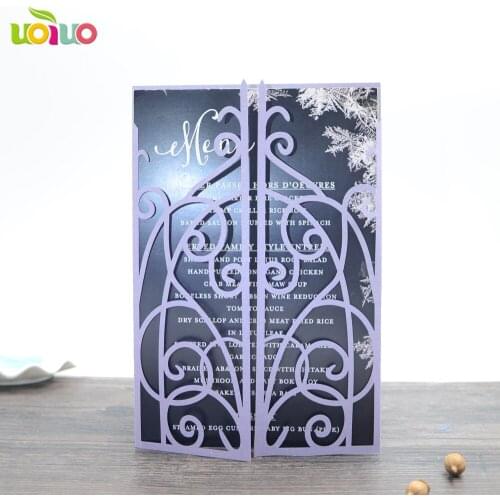 Free shipping 50set inc221 purple Luxury Wedding Invitations Card Elegant Lace Party Invitation Card Wedding decoration Event