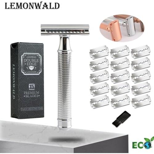 Lemonwald Combed Rose Gold Handle Safety Razor Men Razors Double Blade Razor Environmental Protection Shaving Send 5 Blades