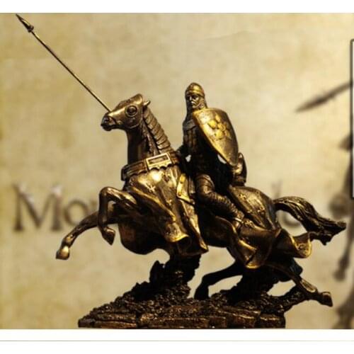 Lance warrior knight horse Medieval models of knight armor retro Roman mens high-grade decoration products figure Sculpture