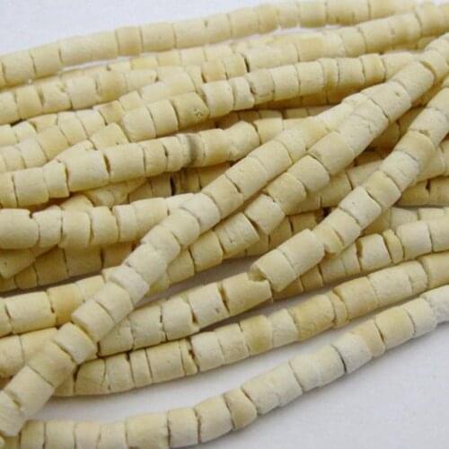 5 Strands of 22" Natural White Coconut Heishi Beads 3mm