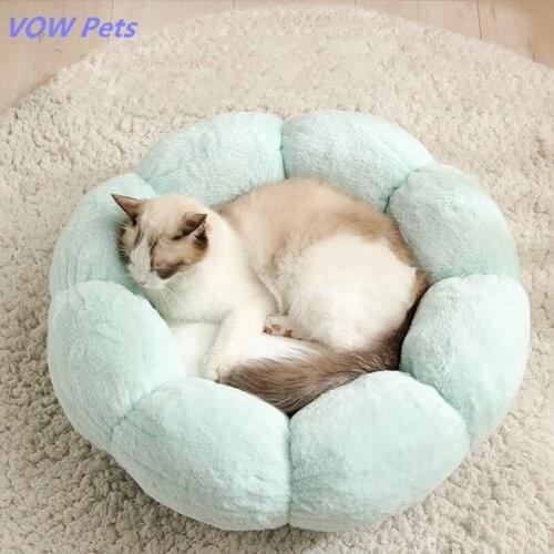 VOW Flower Cat Dog Bed Indoor Cozy Pet Beds Ultra Soft Plush Dog Basket Sunbed Warm Self-Warming House Sleeping Bag Cushion Mat