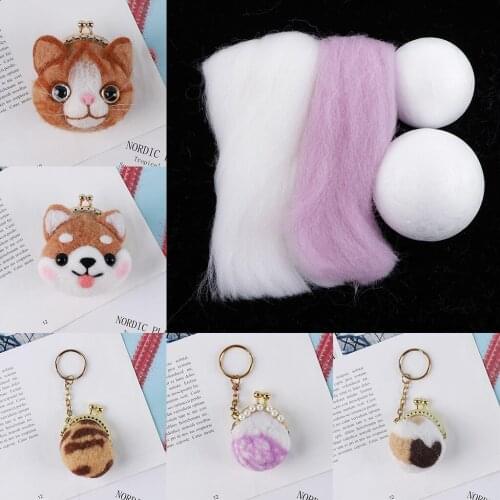 Animal Design Needle Felting Kits Keyring Pendant Making Kit DIY Needlework