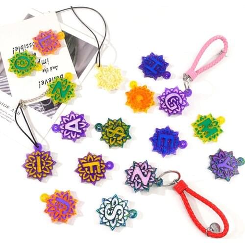 Mandala English Letter Pendant Mould Diy Epoxy Mould Key Chain Mandala Phone Sticker Silicone Molds wholesale Drop Shipping