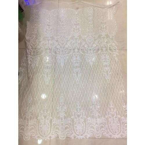 French Net Lace Fabric Embroidered SYJ-2212 Mesh Lace Fabric nigerian Tulle Lace Fabrics with sequins