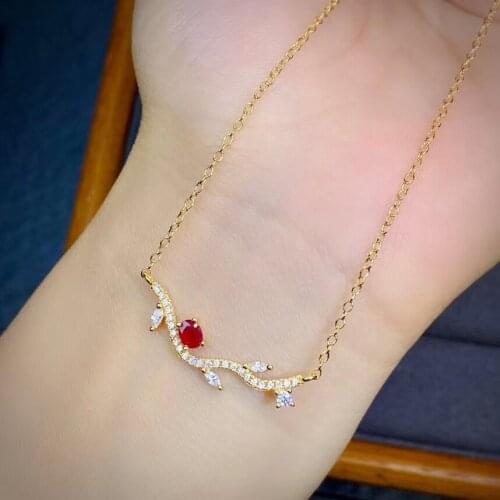 KJJEAXCMY fine Jewelry 925 Sterling Silver Natural Ruby Girl new lovely Pendant Necklace chain Support Test Chinese style