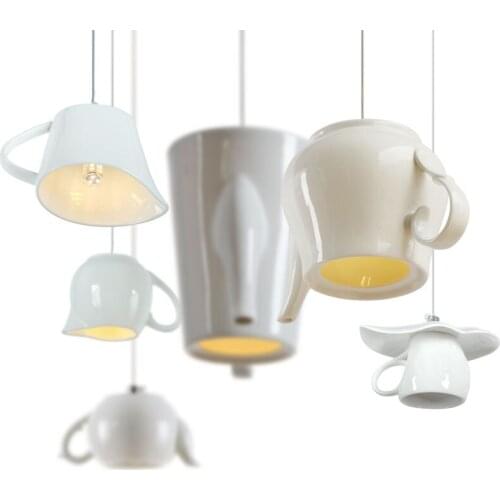 Creative restaurant ceramic chandelier simple single head decoration led European-style ceramic chandelier bar modern restaurant