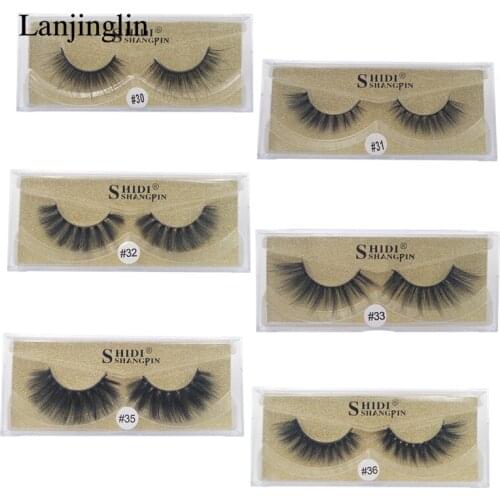 LANJINGLIN 1 Pair Fluffy 3D Mink Lashes Natural Thick Long Faux Cilios Handmade Makeup Cosmetic Tool Extension False Eyelashes