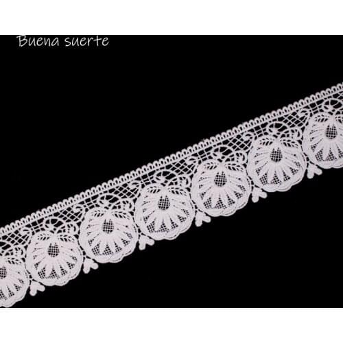 Buena suerte Embroidered Milk Silk Lace Ribbon Sewing Applique Lace Trims DIY Tape Wedding Party Decor Craft Width 6.5cm TM021