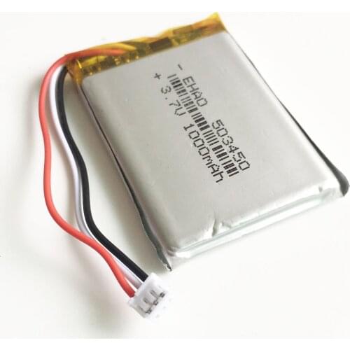 3.7V 1000mAh 503450 JST 1.5mm 3pin plug Lithium Polymer LiPo Rechargeable Battery For MP3 DVD PAD camera recorder Speaker