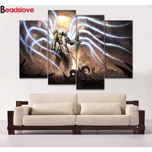 5d diy diamond painting Dark Angel Demon painting Multi-panel,diamond embroidery kits full square round 5d diy 4pcs wall