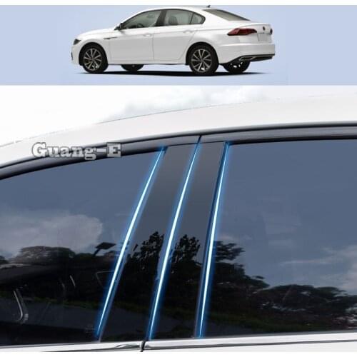 For Volkswagen VW Bora 2019-2022 Car PC Material Pillar Post Cover Door Trim Window Piano Black Molding Sticker Plate 6pcs