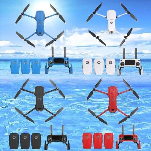 SUNNYLIFE 1 Set PVC Carbon Fiber Full-surrounded Sticker Decals Wrap for MAVIC 2 PRO ZOOM Drone Body Remote Control Battery