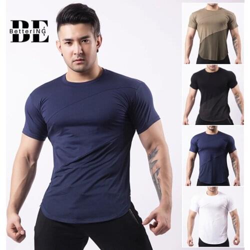 2021 New Short-sleeved Sports T Shirt Mens Round Collar Joint Fitness Suit Basketball Running Sports Fast Dry Breathable TShirt