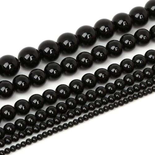Wholesale 3/4/6/8/10/12mm AA Quality Black Onyx Beads Round Loose Beads for Jewelry Making DIY Bracelet 39cm/strand