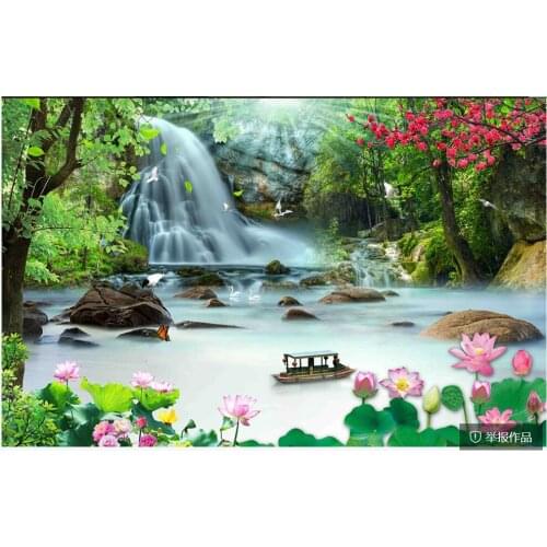 Custom mural 3d wall mural on the wall Beautiful forest fairy mirror water home decor photo wallpaper for living room