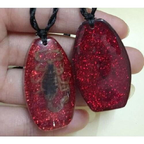 Holiday sales 12 pcs real insect specimen yellow scorpion BRIGHT red back color pendant