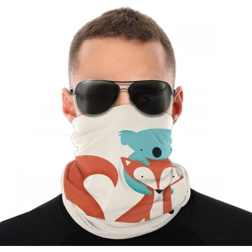 Fox Koala Scarf Neck Face Mask Unisex Halloween Neck Gaiter Tubular Bandana Versatility Headband Outdoor Hiking