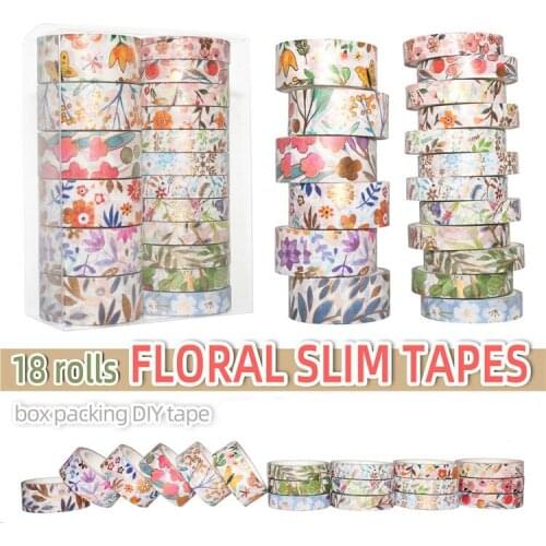 SKYSONIC 18 Rolls/Set Beautiful Floral DIY Adhesive Masking Tape Decorative Tape Lable Sticker Hand Book Washi Tapes Stationery