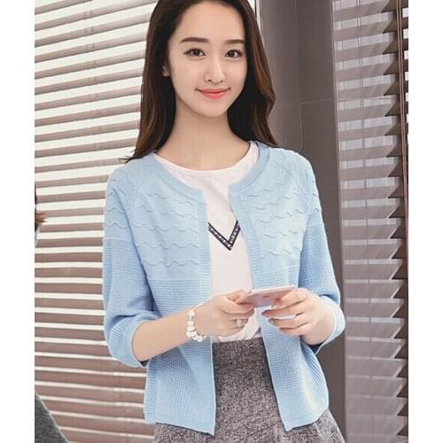 Sweater Cardigan women Thin Outerwear Short air-conditioned Shirt Summer