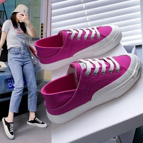 Flat White Shoes for Women 2021 Spring New Student Daily Style Lace up Casual White Shoes for Women Ins Fashion Canvas Shoes