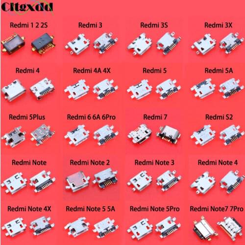 10Pcs Micro USB Jack Charging port Connector for Xiaomi Redmi 1 2 2S 3 3A 3X 4 4A 5 5A 5Plus 6 6A 6Pro Note 4 4X 5Pro 7 Pro