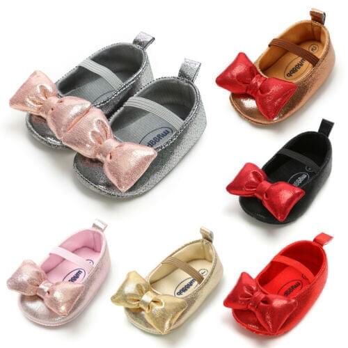 2019 Fashion Big Bow Princess Children Girls Dress Shoes Kid Baby Girl Wedding Shoes Toddler Party Pu Soft Crib Shoes