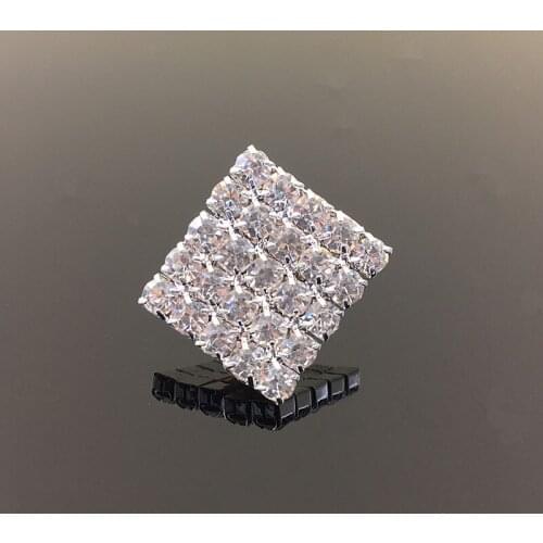 50pcs Square Diamond Crystal Rhinestone Applique Flatback Alloy Metal Hairpin Hair Clip For Wedding Dress Invitation Shoes Bag