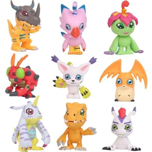 9Pcs/Set 4-5cm Digital Monster Adventure Agumon Gabumon Piyomon Tentomon Palmon Gomamon Mini PVC Figures Digimon Toys