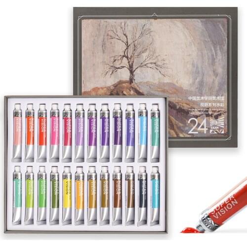 Artist Grade Watercolor Paint Tube , 8ml*24 Colors Vibrant Pigments Illustration Design Colors for Drawing