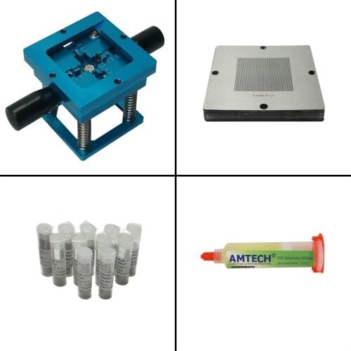 Bule BGA Reballing Kit 90*90MM BGA Reballing Station With 29PCS BGA Universal Stencil Template Solder Paste Tin Balls For Repair