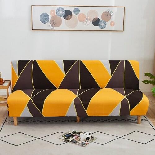 Geometric Plant Print Folding Sofa Bed Cover Elastic Spandex Couch Covers Stretch Double Seat Cover Slipcovers for Living Room