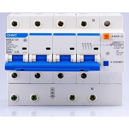 CHINT AC230/400V NXBLE-125 4P residual current device C 63 80 100 125A type C short circuit protection overload protection