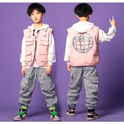 Kids Festival Hip Hop Clothing Sweatshirt Sleeveless Jacket Cargo Dancing Pants for Girl Jazz Dance Wear Costume Clothes Wear