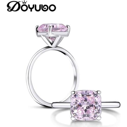 DOYUBO Antique Womens 925 Solid Silver 3 Carat Pink Sona Diamond Engagement Ring High Qulity Wedding RingS Fine Jewelry VB425
