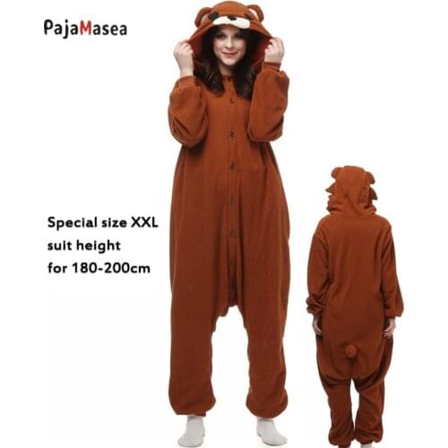 Fleece Bear Onesies For Adults Funny Men Kigurumi Pajamas Animal One-Piece Pijamas Women Onsie Halloween Cosplay Costume Suit