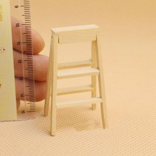 G05-X5118 children baby gift Toy 1:12 Dollhouse mini Furniture Miniature wooden Foldable wooden ladder 1pcs