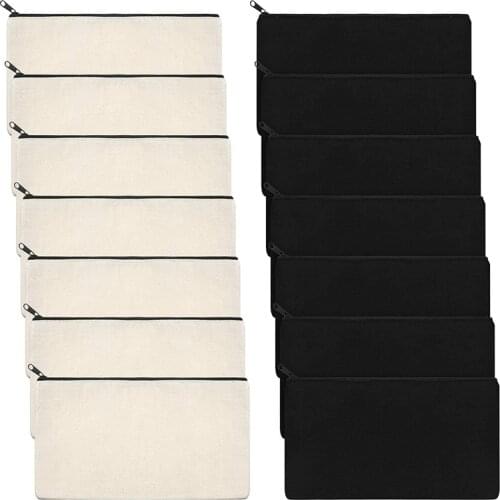 14PCS Canvas Makeup Bags Zipper Pouch Bags Pencil Case Blank DIY Craft Bags Cosmetic Pouch for Travel DIY Craft School