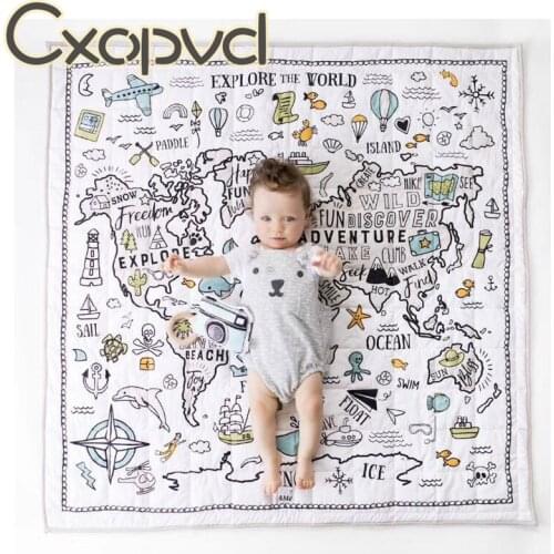 World Adventure Map Mat Baby Game Mat Toy Baby Room Crawling Mat Folding Mat Baby Anti-fall Carpet Air Conditioning Quilt