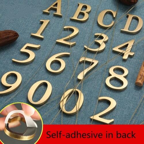Copper DIY Wall Adhesive Decoration Letters Brass Wall Decorative Letters Numbers Combination House Number Home English Alphabet