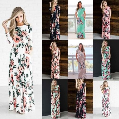 2019 Summer Long Dress Floral Print Boho Beach Dress Tunic Maxi Dress Women Evening Party Dress Sundress Vestidos de festa XXXL