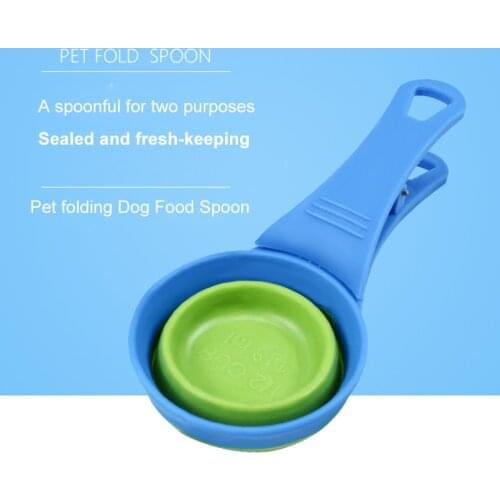 Multifunctional Folding Silicone Dog Bowl Feeder Portable Pet Food Container Measuring Cup Spoon Dogs Cats Feed Storage Tool