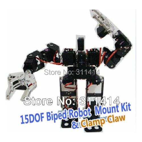 1set 15DOF Biped Robotic Educational Robot Mount Kit +2pcs Metal Clamp Claw Include Servo Horns For Hobbyists,Robot Competition