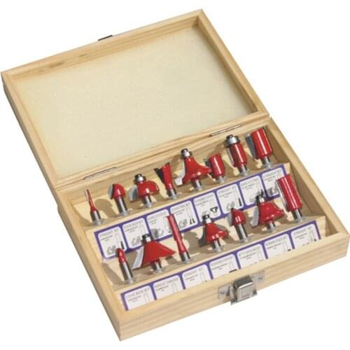 Professional 15PCS 1/4" Shank Tungsten Carbide Router Bit Set Wood Cutter Tool Set Milling Cutters Router Bit Set for Wood