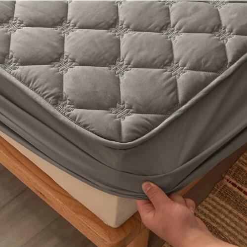 Modern Solid Color Bed Sheet Mattress Cover Washable Breathable Bed Cover Embossed Stitching Oversized Mattress Cover Bedding
