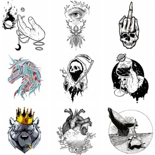 White Skull Patches Thermal Stickers On Clothes Fabric Iron on Transfers For Clothing Thermoadhesive Punk Patch DIY Applique