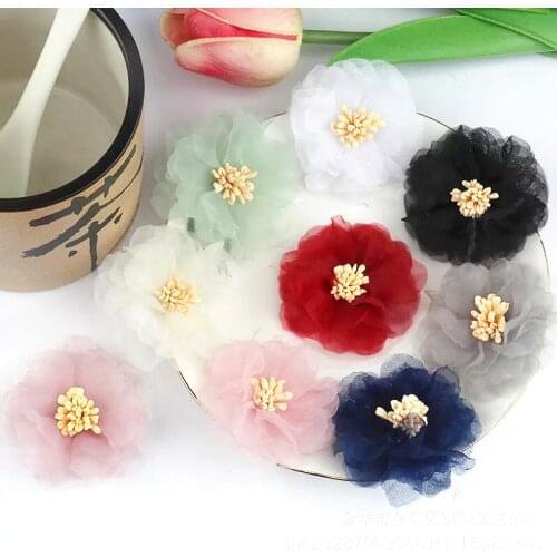 9Pcs Flowers Patches Applique Lace Trim Patch Fabric DIY Wedding Dress Flowers Hat Hair Clothes Applique Crafts Materials