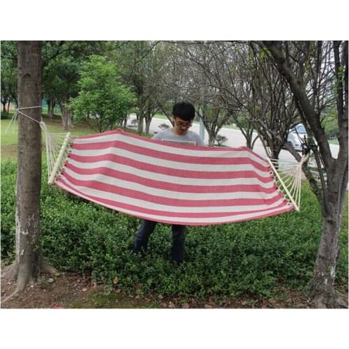 NEW 2020 Outdoor Wild camping widened section colored stripe wooden stick canvas Hiking hammock leisure hammock
