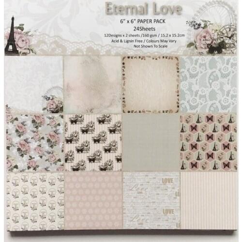New 6 inch 24sheets scrapbook paper origami paper Eternal Love theme patterns ,DIY Background Card Making Handmade Home deco