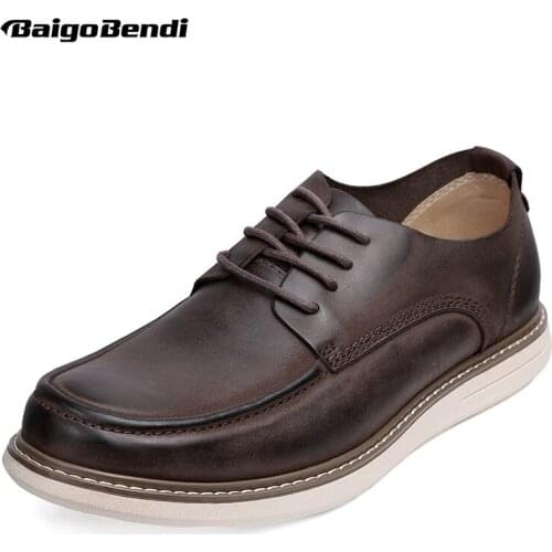 BAIGOBENDI Recomand 2020 New Man Casual Derby Shoes Men Real Leather Retro Lace Up Oxford Leisure Leather Shoes